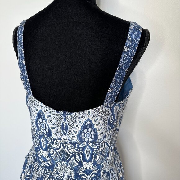 Vintage Talbots Pure Silk Dress Size 10 Blue Floral Paisley Fit Flare - Picture 3 of 13